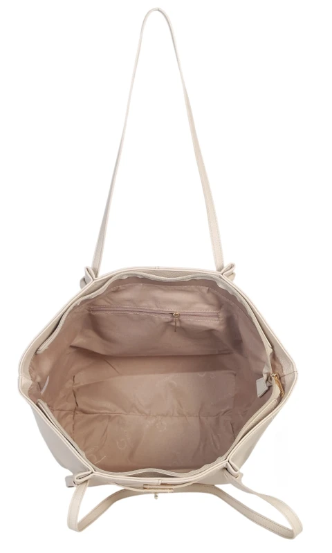 Pojemna Duża Kremowa Torebka Shopper Damska A4 Gallantry Złote Okucia Na Ramię