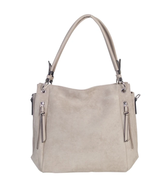 Pojemna Torebka Damska A4 Laphrodite Paris Zamsz Ekologiczny Dwukomorowe wnętrze