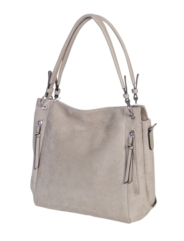 Pojemna Torebka Damska A4 Laphrodite Paris Zamsz Ekologiczny Dwukomorowe wnętrze