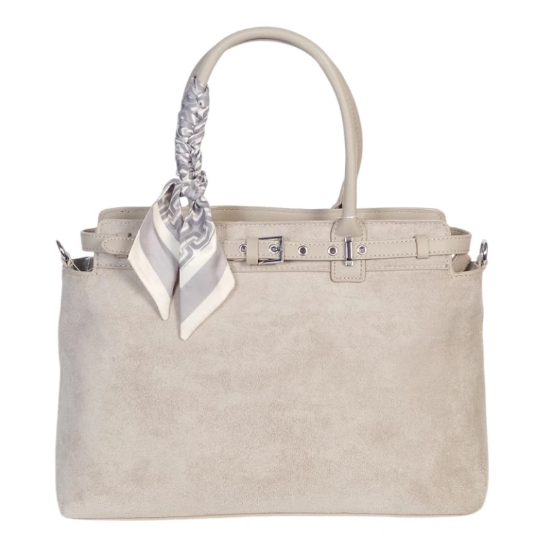 Elegancka Torebka Damska Kuferek Laphrodite Paris A4 Zamsz z Apaszką