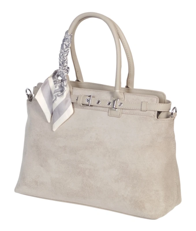 Elegancka Torebka Damska Kuferek Laphrodite Paris A4 Zamsz z Apaszką