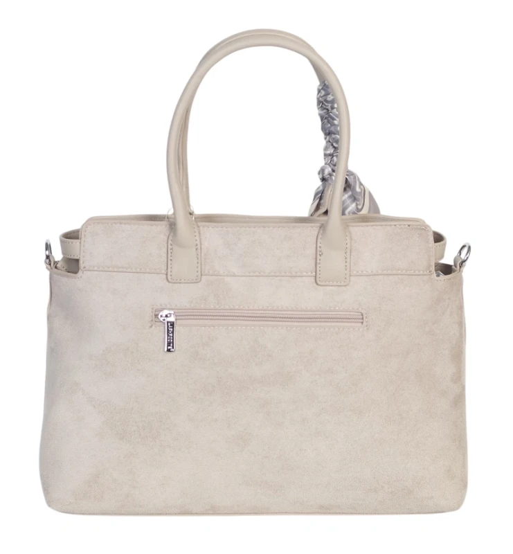 Elegancka Torebka Damska Kuferek Laphrodite Paris A4 Zamsz z Apaszką