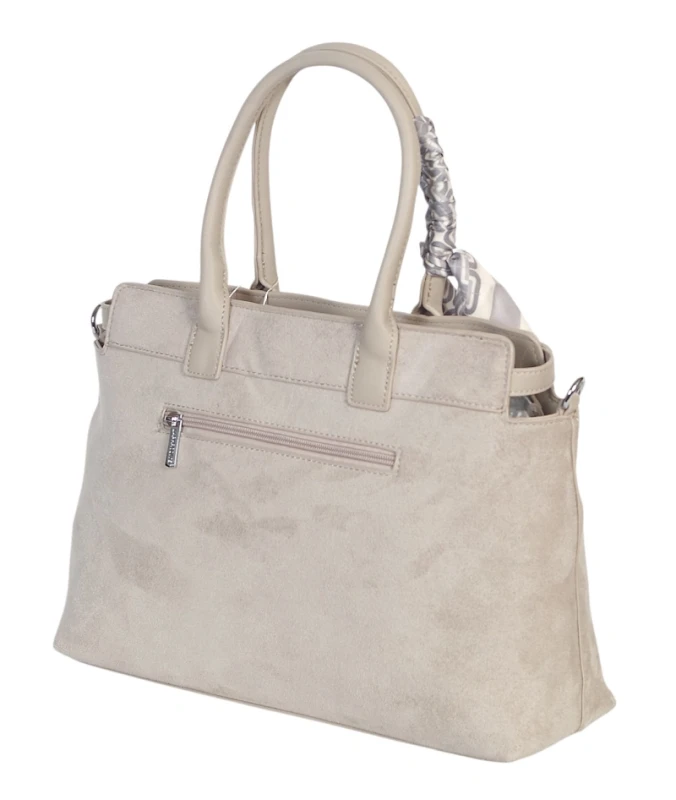 Elegancka Torebka Damska Kuferek Laphrodite Paris A4 Zamsz z Apaszką