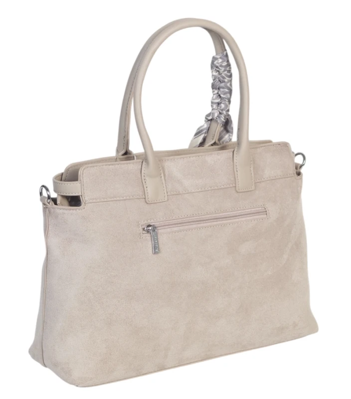 Elegancka Torebka Damska Kuferek Laphrodite Paris A4 Zamsz z Apaszką