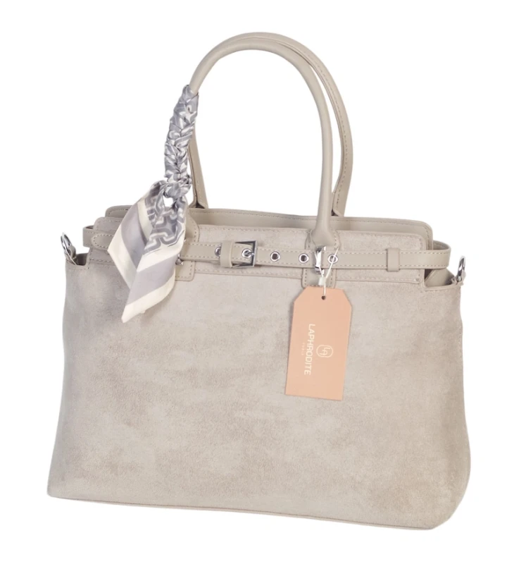 Elegancka Torebka Damska Kuferek Laphrodite Paris A4 Zamsz z Apaszką