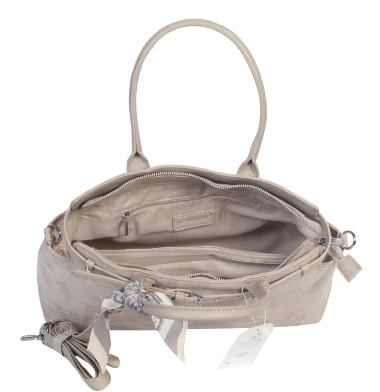 Elegancka Torebka Damska Kuferek Laphrodite Paris A4 Zamsz z Apaszką