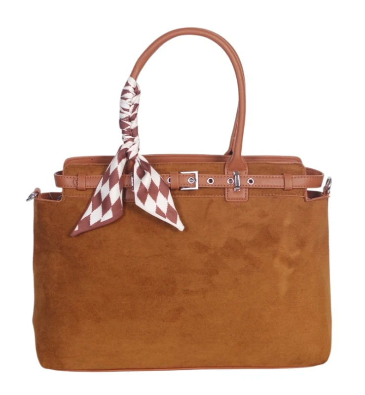 Elegancka Torebka Damska Kuferek Laphrodite Paris A4 Zamsz z Apaszką