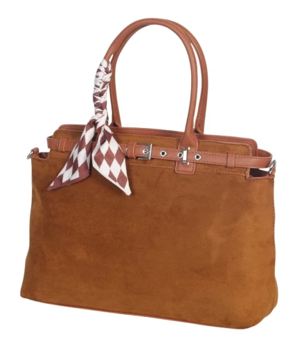 Elegancka Torebka Damska Kuferek Laphrodite Paris A4 Zamsz z Apaszką 