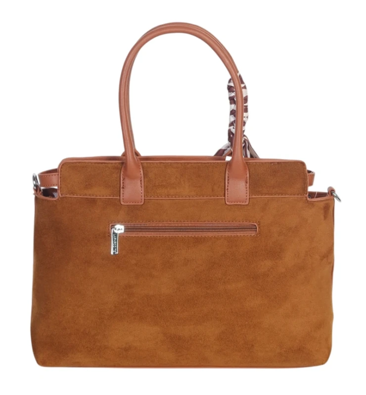 Elegancka Torebka Damska Kuferek Laphrodite Paris A4 Zamsz z Apaszką