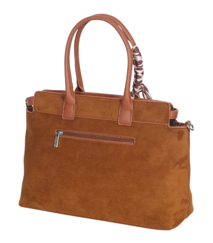 Elegancka Torebka Damska Kuferek Laphrodite Paris A4 Zamsz z Apaszką