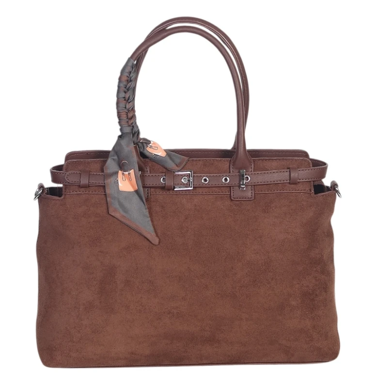 Elegancka Torebka Damska Kuferek Laphrodite Paris A4 Zamsz z Apaszką