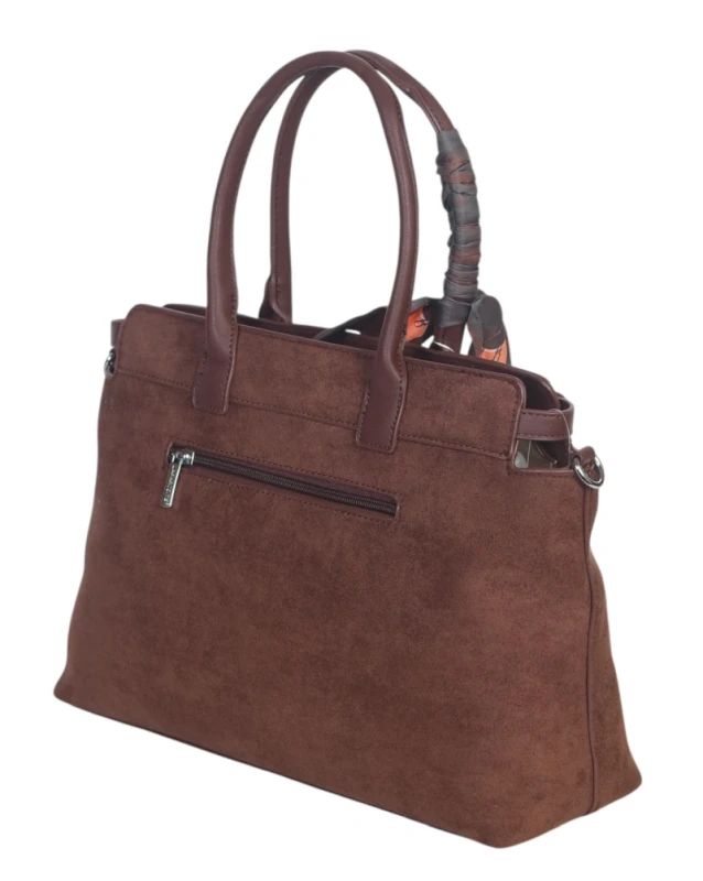 Elegancka Torebka Damska Kuferek Laphrodite Paris A4 Zamsz z Apaszką