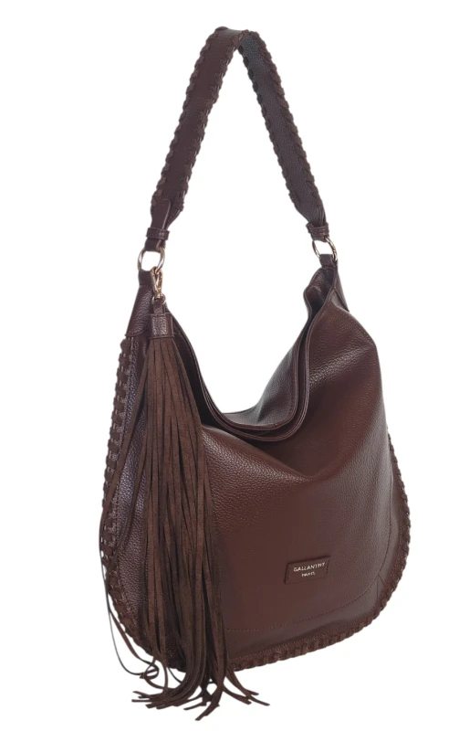 Damska Torebka Worek A4 z Plecioną Rączką i Frędzlem – Modna Listonoszka Boho