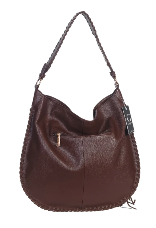 Damska Torebka Worek A4 z Plecioną Rączką i Frędzlem – Modna Listonoszka Boho