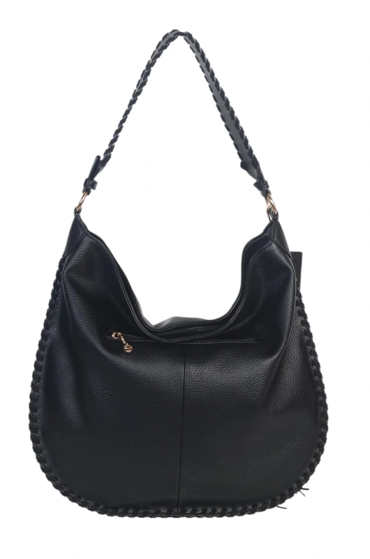 Damska Torebka Worek A4 z Plecioną Rączką i Frędzlem – Modna Listonoszka Boho