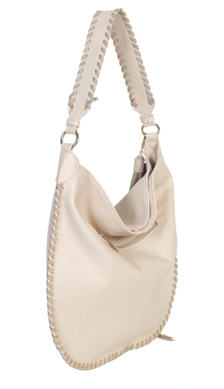 Damska Torebka Worek A4 z Plecioną Rączką i Frędzlem – Modna Listonoszka Boho