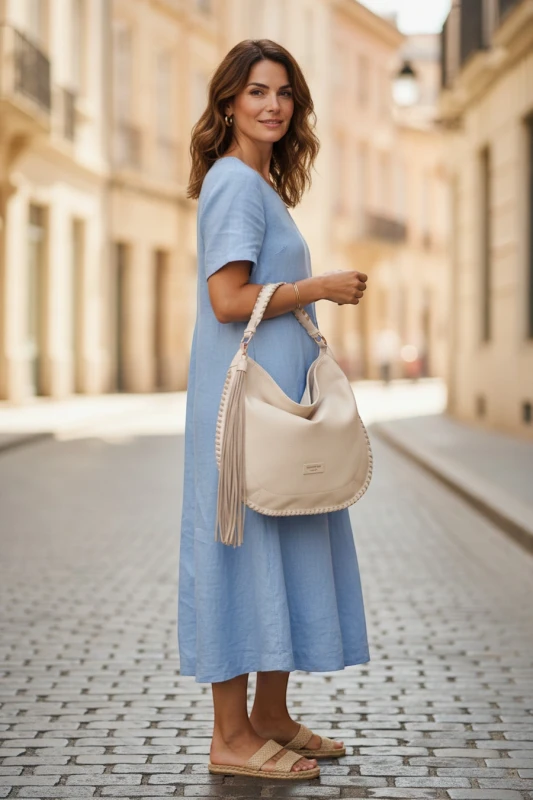 Damska Torebka Worek A4 z Plecioną Rączką i Frędzlem – Modna Listonoszka Boho