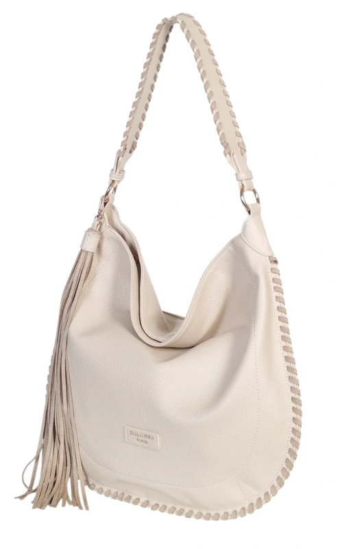 Damska Torebka Worek A4 z Plecioną Rączką i Frędzlem – Modna Listonoszka Boho