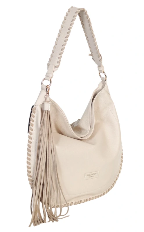 Damska Torebka Worek A4 z Plecioną Rączką i Frędzlem – Modna Listonoszka Boho