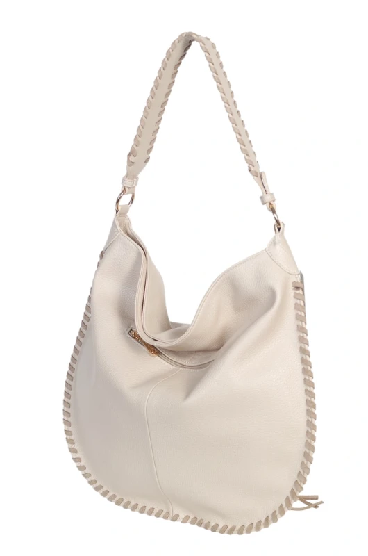 Damska Torebka Worek A4 z Plecioną Rączką i Frędzlem – Modna Listonoszka Boho