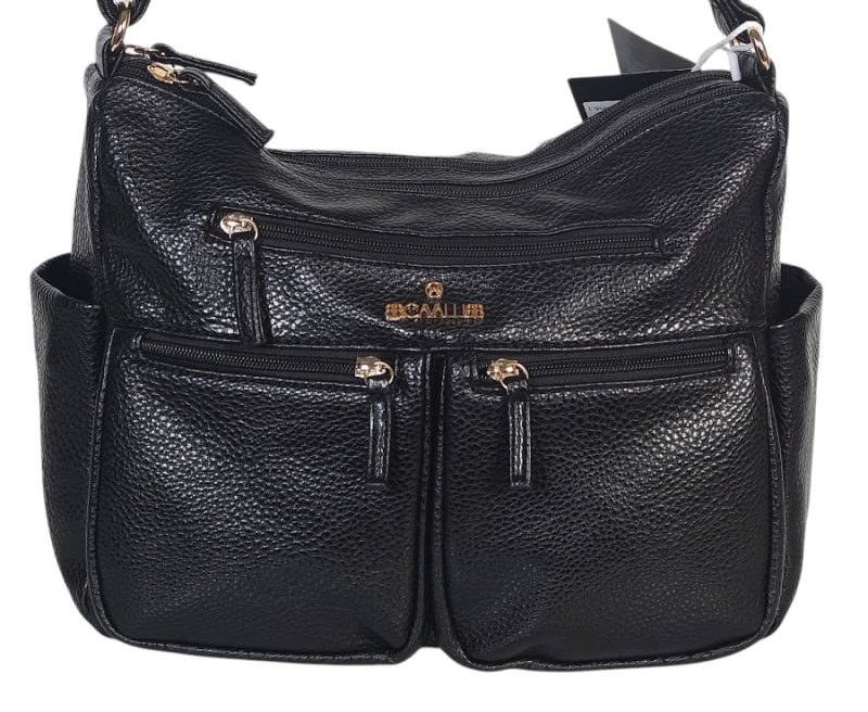 Czarna Torebka Damska Listonoszka Cavalli Italy – Wielofunkcyjna Torba na Ramię z Ekoskóry