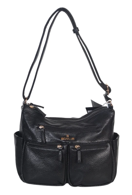Czarna Torebka Damska Listonoszka Cavalli Italy – Wielofunkcyjna Torba na Ramię z Ekoskóry