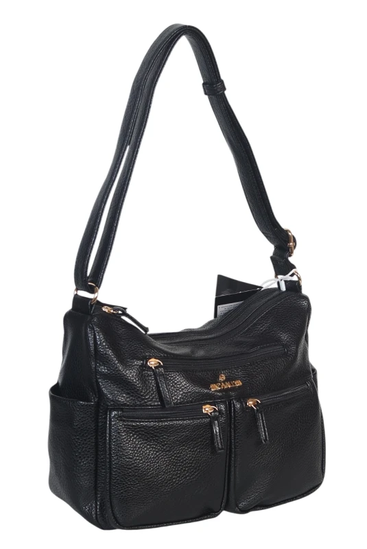 Czarna Torebka Damska Listonoszka Cavalli Italy – Wielofunkcyjna Torba na Ramię z Ekoskóry
