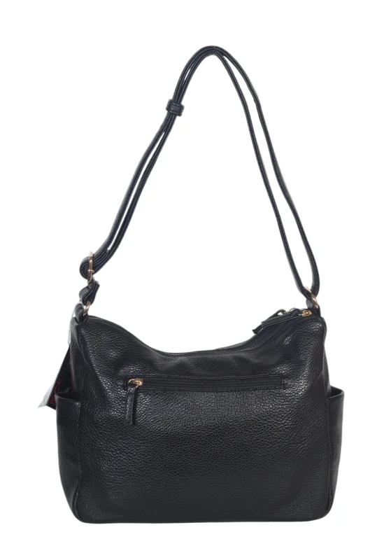 Czarna Torebka Damska Listonoszka Cavalli Italy – Wielofunkcyjna Torba na Ramię z Ekoskóry