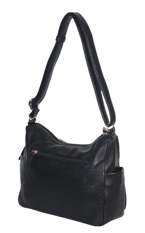 Czarna Torebka Damska Listonoszka Cavalli Italy – Wielofunkcyjna Torba na Ramię z Ekoskóry