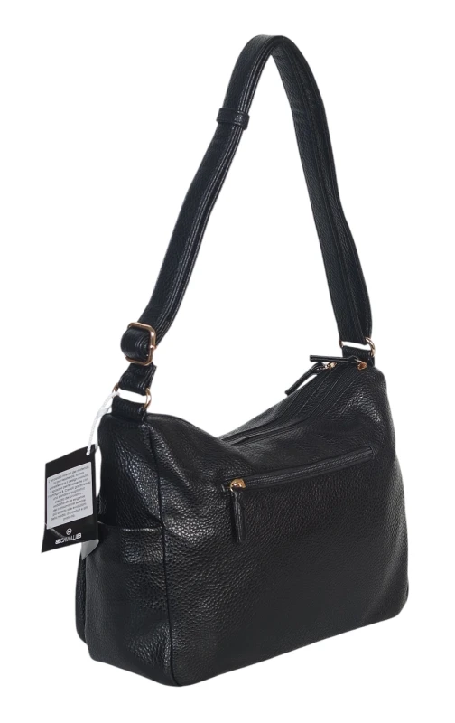 Czarna Torebka Damska Listonoszka Cavalli Italy – Wielofunkcyjna Torba na Ramię z Ekoskóry