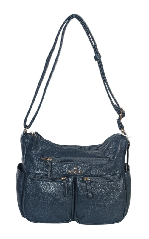 Czarna Torebka Damska Listonoszka Cavalli Italy – Wielofunkcyjna Torba na Ramię z Ekoskóry