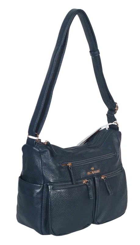 Czarna Torebka Damska Listonoszka Cavalli Italy – Wielofunkcyjna Torba na Ramię z Ekoskóry