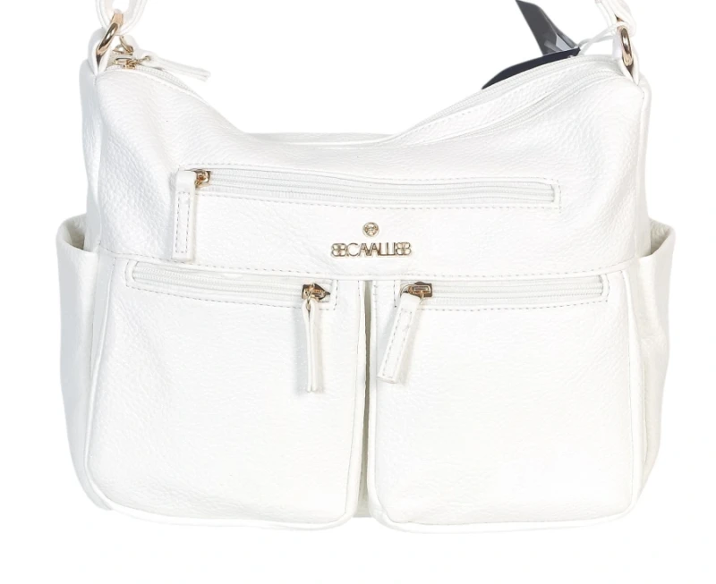 Czarna Torebka Damska Listonoszka Cavalli Italy – Wielofunkcyjna Torba na Ramię z Ekoskóry