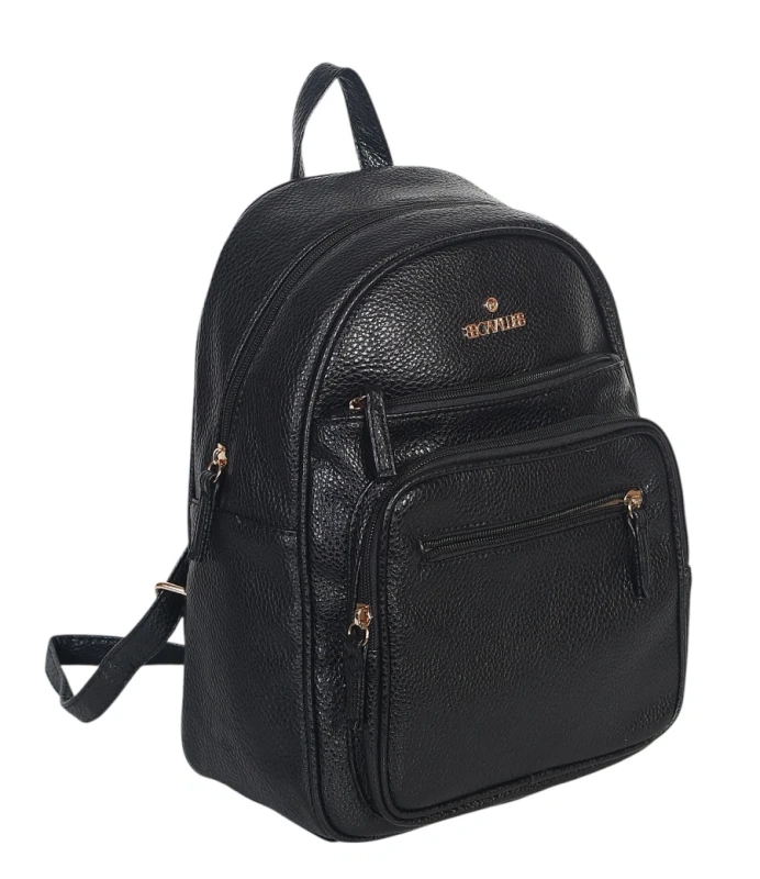 Czarny Plecak Damski Cavalli Italy – Stylowy Plecak Miejski z Eko-Skóry