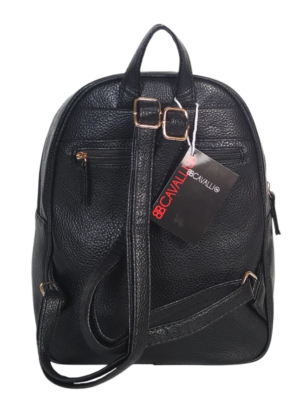 Czarny Plecak Damski Cavalli Italy – Stylowy Plecak Miejski z Eko-Skóry