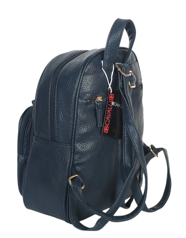 Czarny Plecak Damski Cavalli Italy – Stylowy Plecak Miejski z Eko-Skóry
