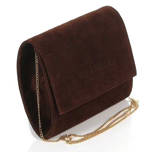Vera Pelle Kopertówka na łańcuszku ZAMSZ NATURALNY Czekoladowa