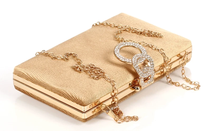 Ekskluzywna Torebka Wieczorowa Kopertówka Ciemne Złoto – Welurowa Wizytowa na Łańcuszku