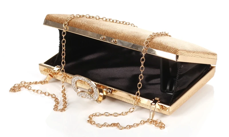 Ekskluzywna Torebka Wieczorowa Kopertówka Ciemne Złoto – Welurowa Wizytowa na Łańcuszku