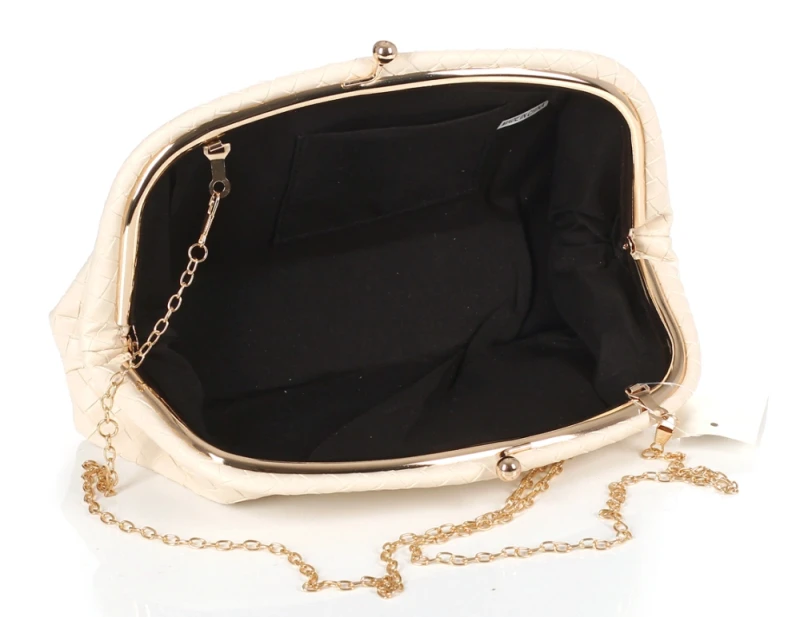 Elegancka Torebka Wieczorowa Kopertówka o Plecionej Fakturze – Pojemne Puzderko Wizytowe na Łańcuszku