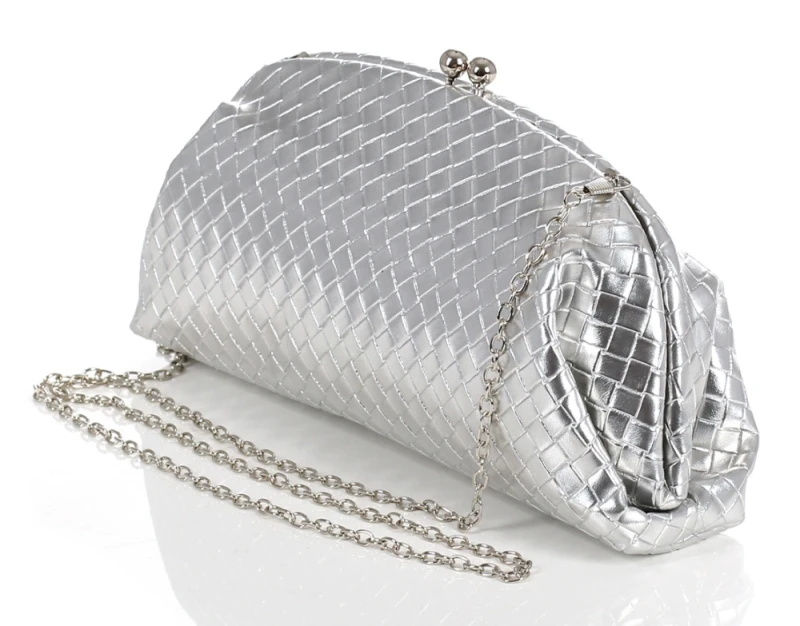 Elegancka Torebka Wieczorowa Kopertówka o Plecionej Fakturze – Pojemne Puzderko Wizytowe na Łańcuszku