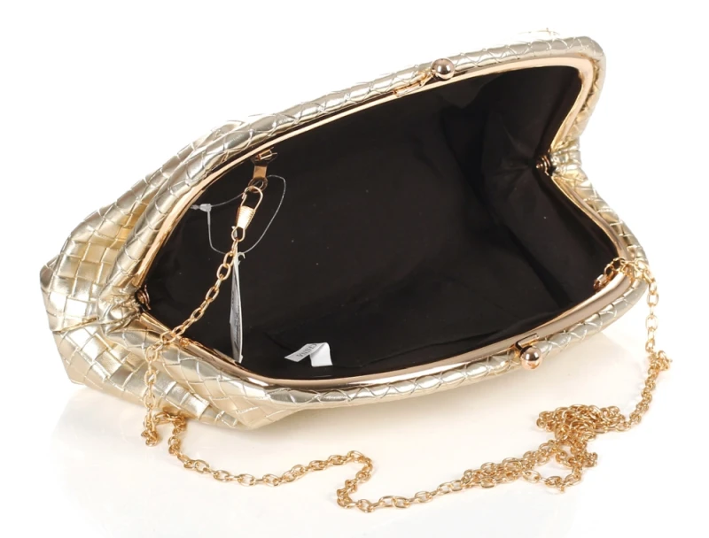 Elegancka Torebka Wieczorowa Kopertówka o Plecionej Fakturze – Pojemne Puzderko Wizytowe na Łańcuszku