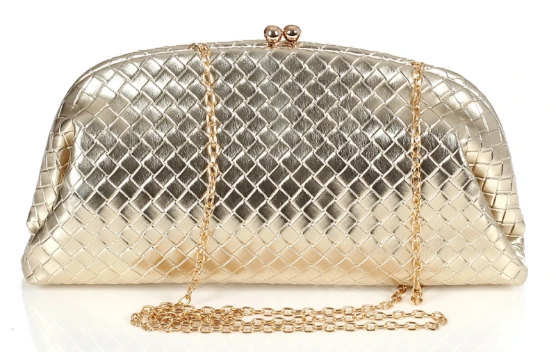 Elegancka Torebka Wieczorowa Kopertówka o Plecionej Fakturze – Pojemne Puzderko Wizytowe na Łańcuszku