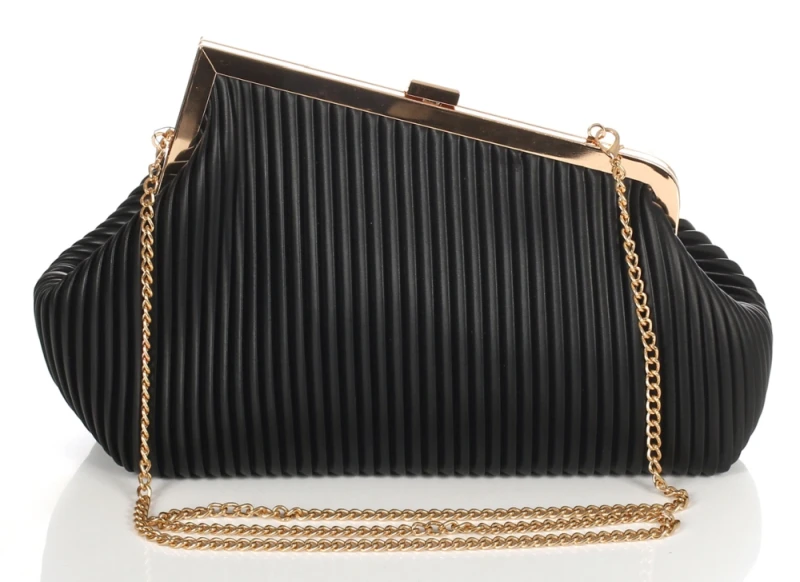 Gallantry Paris Wieczorowa Torebka Damska Plisowana Kopertówka – Duże Puzderko Wizytowe na Łańcuszku