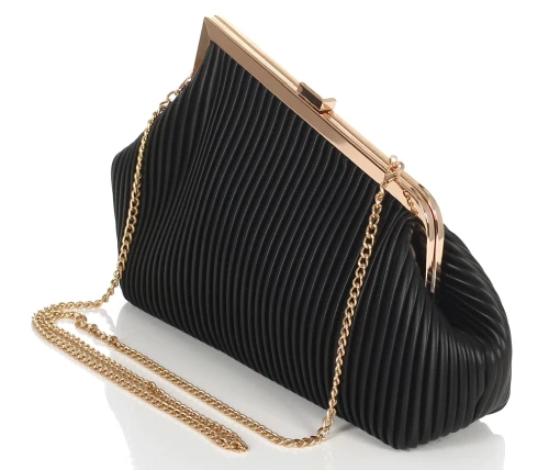 Gallantry Paris Wieczorowa Torebka Damska Plisowana Kopertówka – Duże Puzderko Wizytowe na Łańcuszku