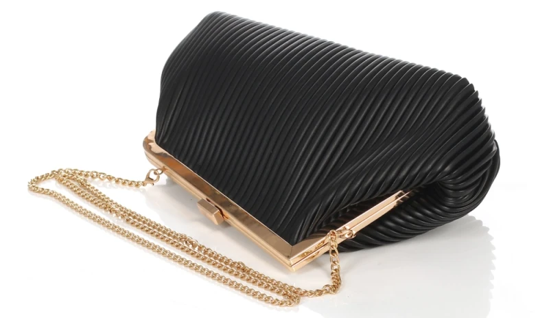 Gallantry Paris Wieczorowa Torebka Damska Plisowana Kopertówka – Duże Puzderko Wizytowe na Łańcuszku