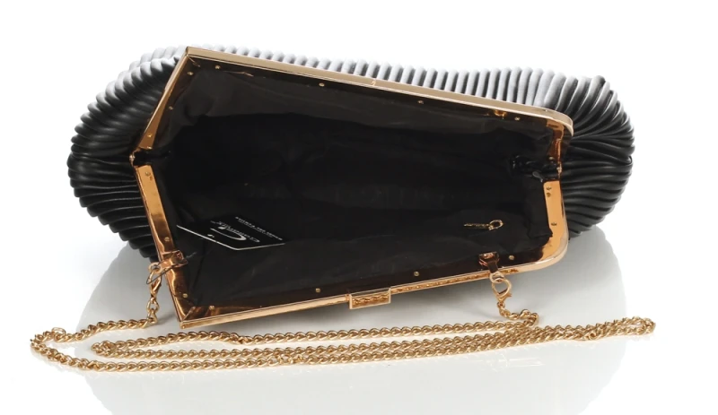 Gallantry Paris Wieczorowa Torebka Damska Plisowana Kopertówka – Duże Puzderko Wizytowe na Łańcuszku