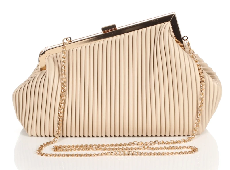 Gallantry Paris Wieczorowa Torebka Damska Plisowana Kopertówka – Duże Puzderko Wizytowe na Łańcuszku
