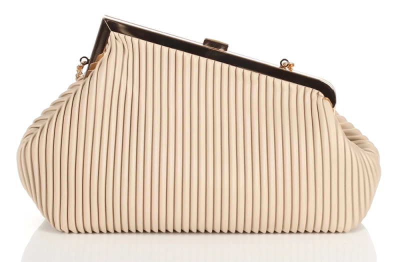 Gallantry Paris Wieczorowa Torebka Damska Plisowana Kopertówka – Duże Puzderko Wizytowe na Łańcuszku
