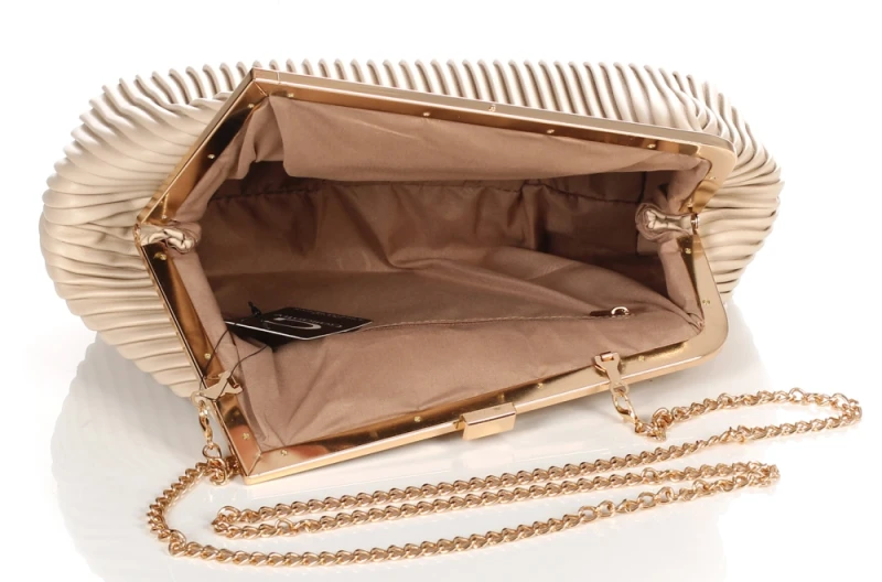 Gallantry Paris Wieczorowa Torebka Damska Plisowana Kopertówka – Duże Puzderko Wizytowe na Łańcuszku